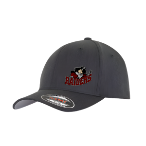 Seven Oaks Raiders Flexfit hat with engraved leather patch and breathable mesh back - Dark Gray