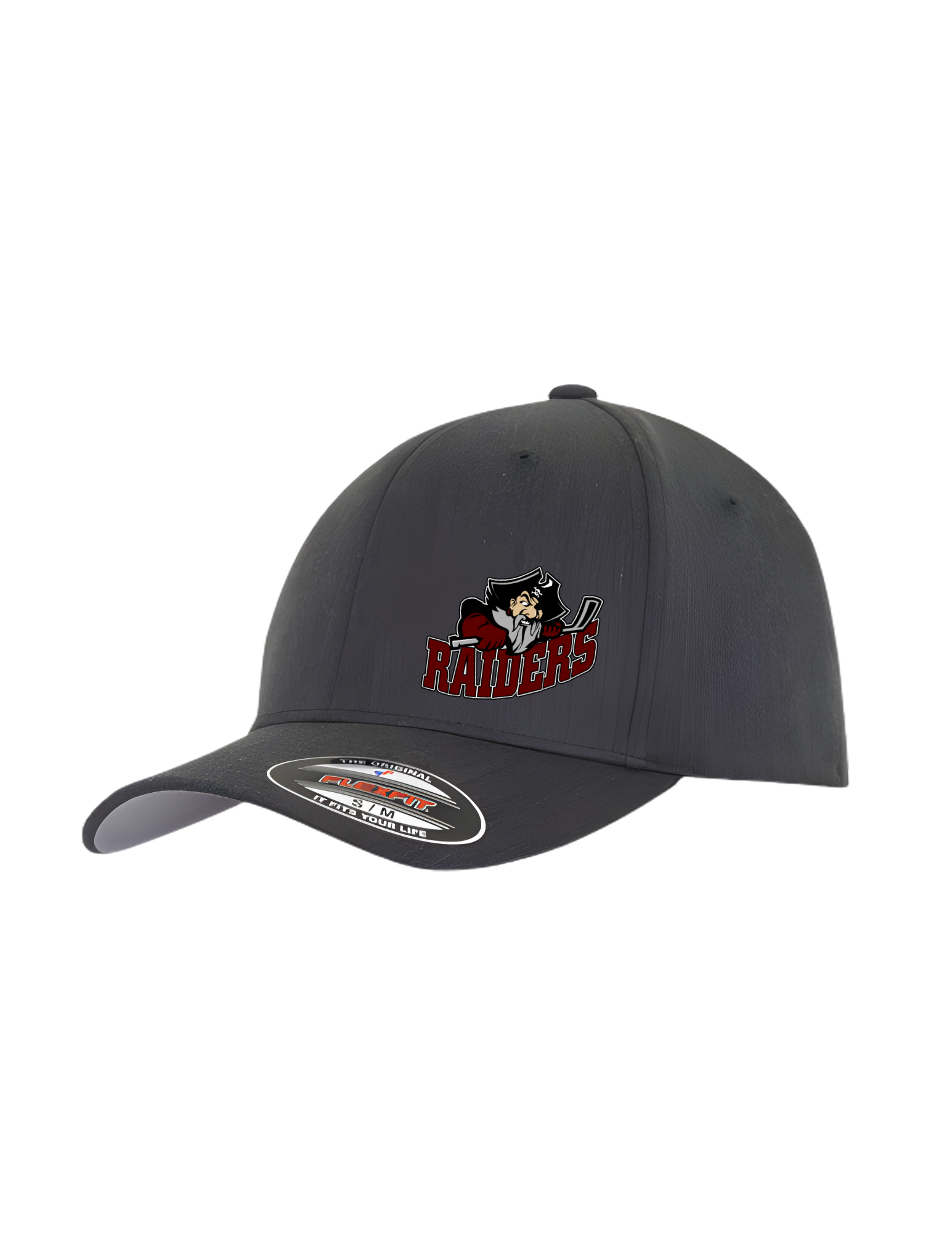 Seven Oaks Raiders Flexfit hat with engraved leather patch and breathable mesh back - Dark Gray