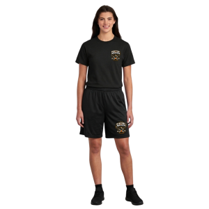 Manitoba Jr. Mayhem youth 5" performance shorts with moisture‑wicking mesh and logo - Black