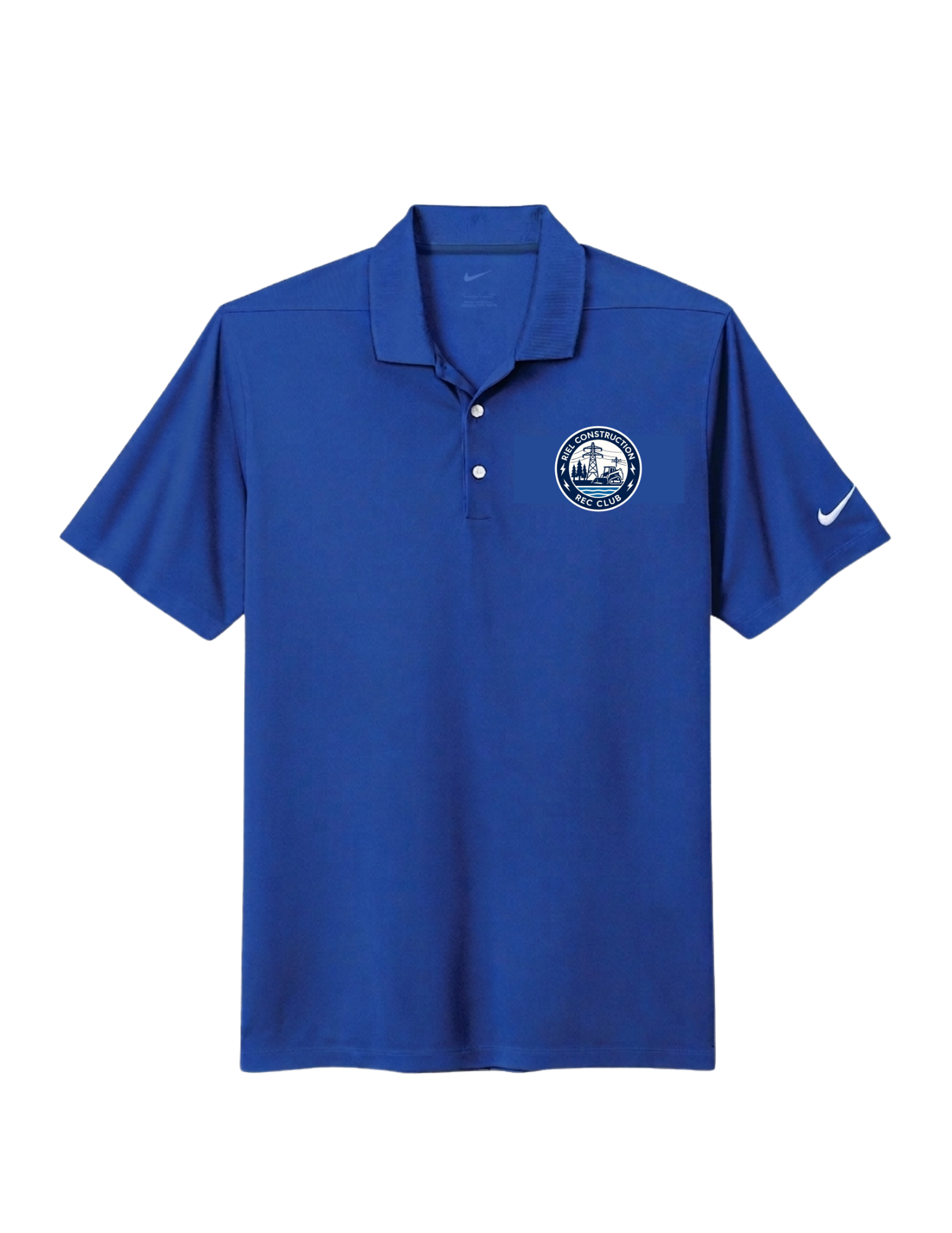 Riel Construction Rec Club Nike Micro Pique 2.0 polo with moisture‑wicking fabric and DTF graphics - Royal Blue