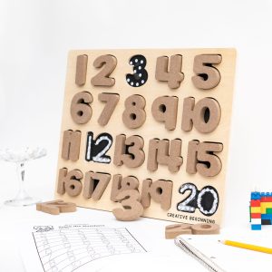 NUMBER PUZZLE - CHALKBOARD BASE WITH TRACERS - Number Tracing Puzzle with Chalkboard Base | Special Needs Math Learning Tool | Fine Motor Skills Development
