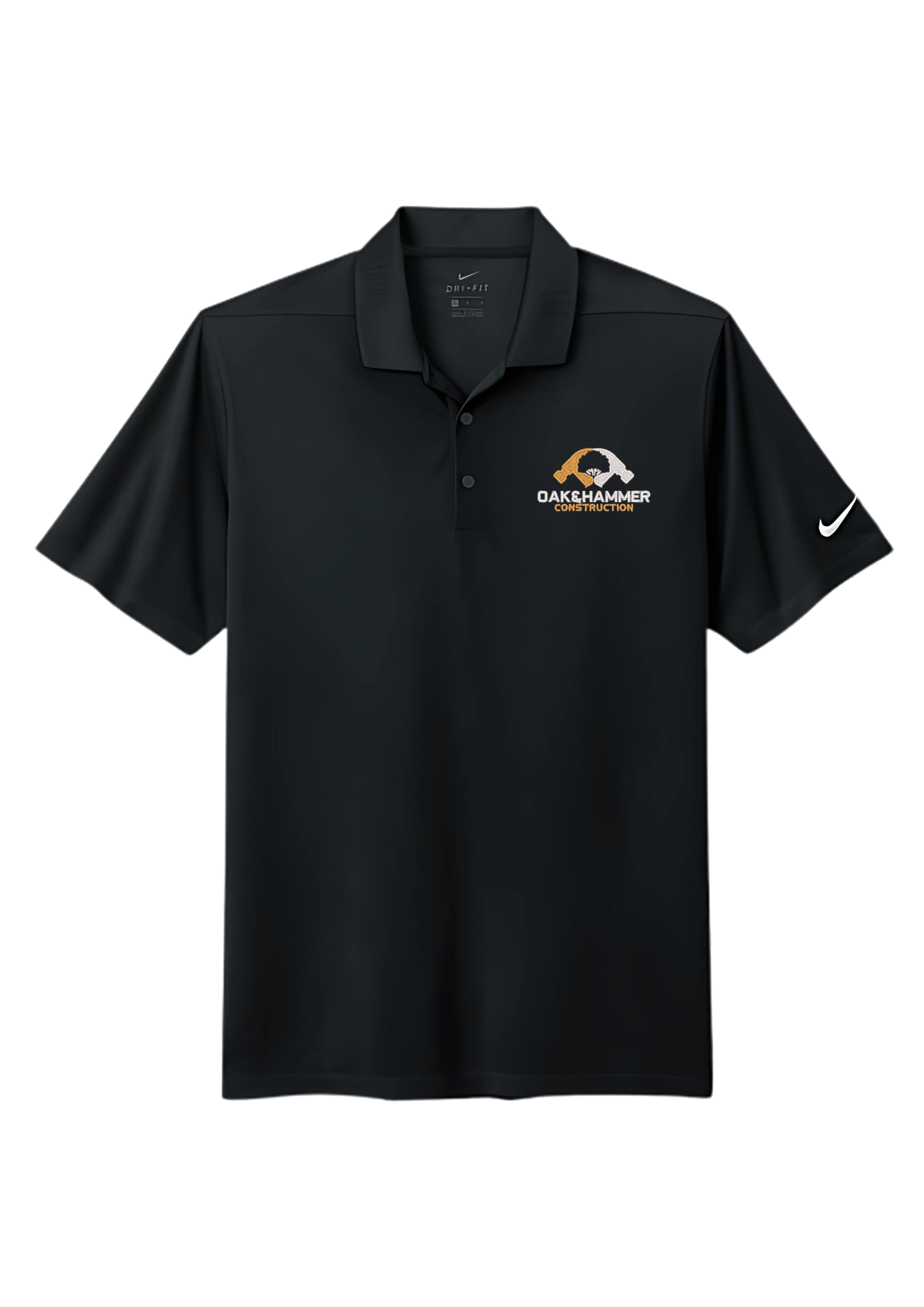 Oak & Hammer Nike Micro Pique 2.0 polo with moisture‑wicking fabric and customizable decoration options - Black