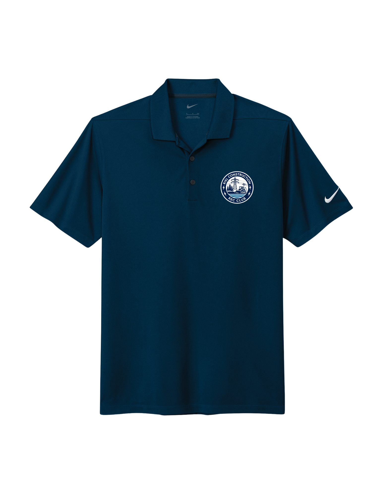 Riel Construction Rec Club Nike Micro Pique 2.0 polo with moisture‑wicking fabric and DTF graphics - Peacoat Navy