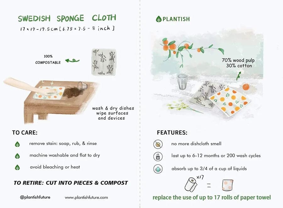 Orange - Swedish Sponge Cloth - Image 4