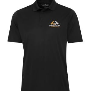 Oak & Hammer moisture‑wicking golf polo with customizable embroidery or DTF decoration - Black