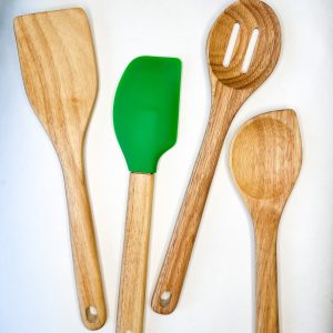 Smile Boutiques Wooden Utensil Set – Oak Wood & BPA‑Free Silicone