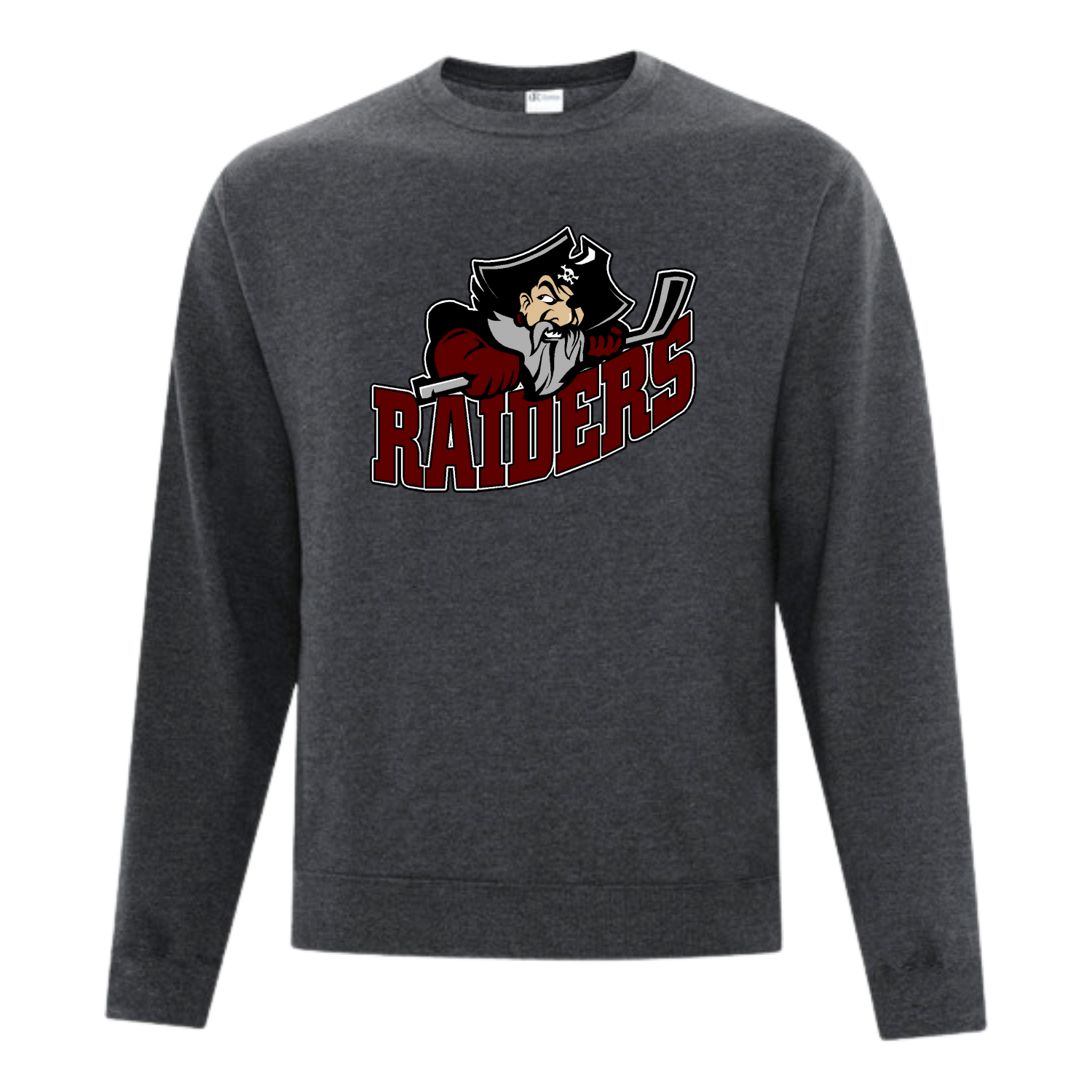 Seven Oaks Raiders fleece crew neck sweater with soft brushed interior and classic athletic fit - Dark Grey Heather