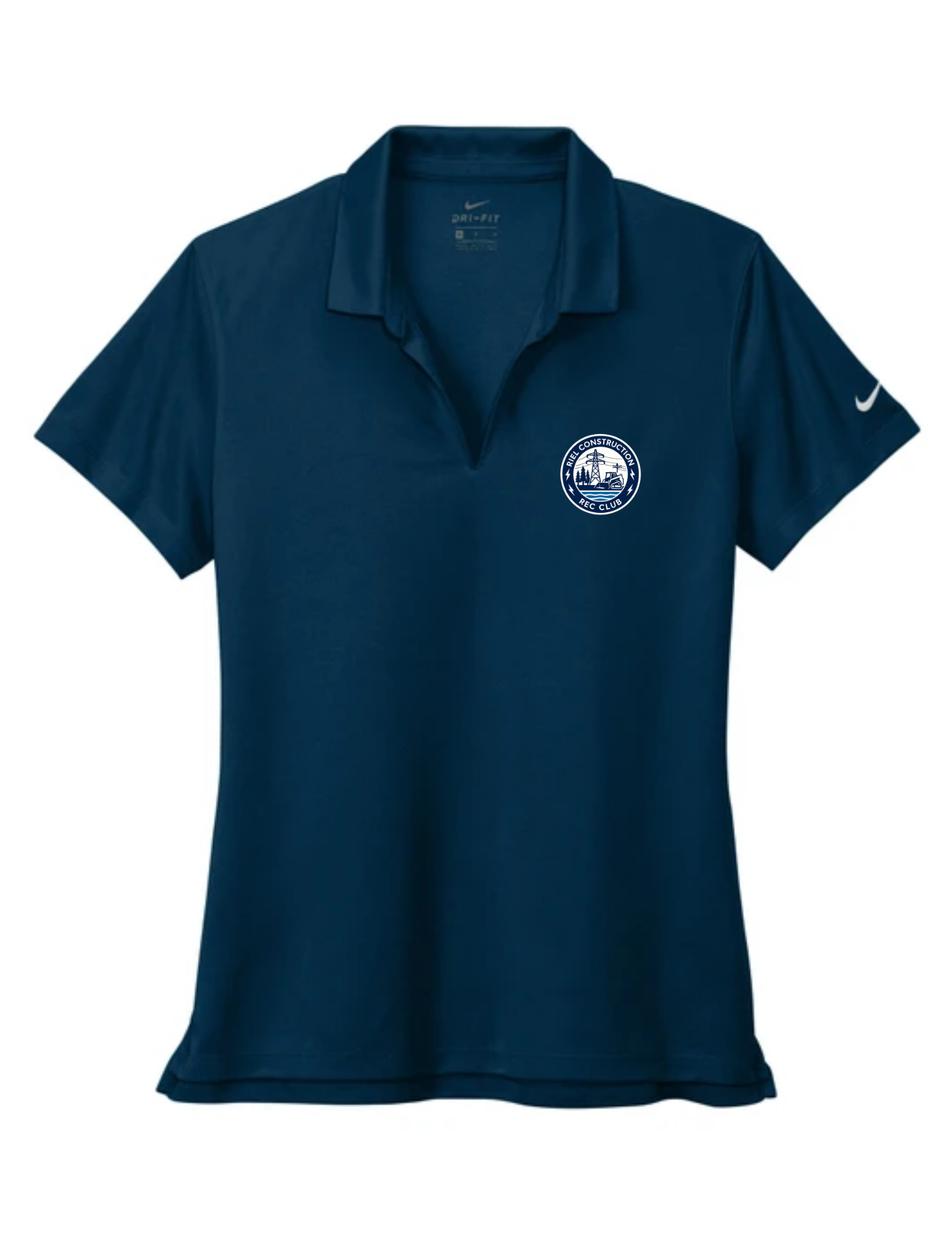 Riel Construction Rec Club Nike Micro Pique 2.0 polo with moisture‑wicking fabric and DTF graphics - Peacoat Navy