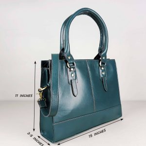 The Signature 15" Leather Laptop Bag, Bottle Green - Image 4