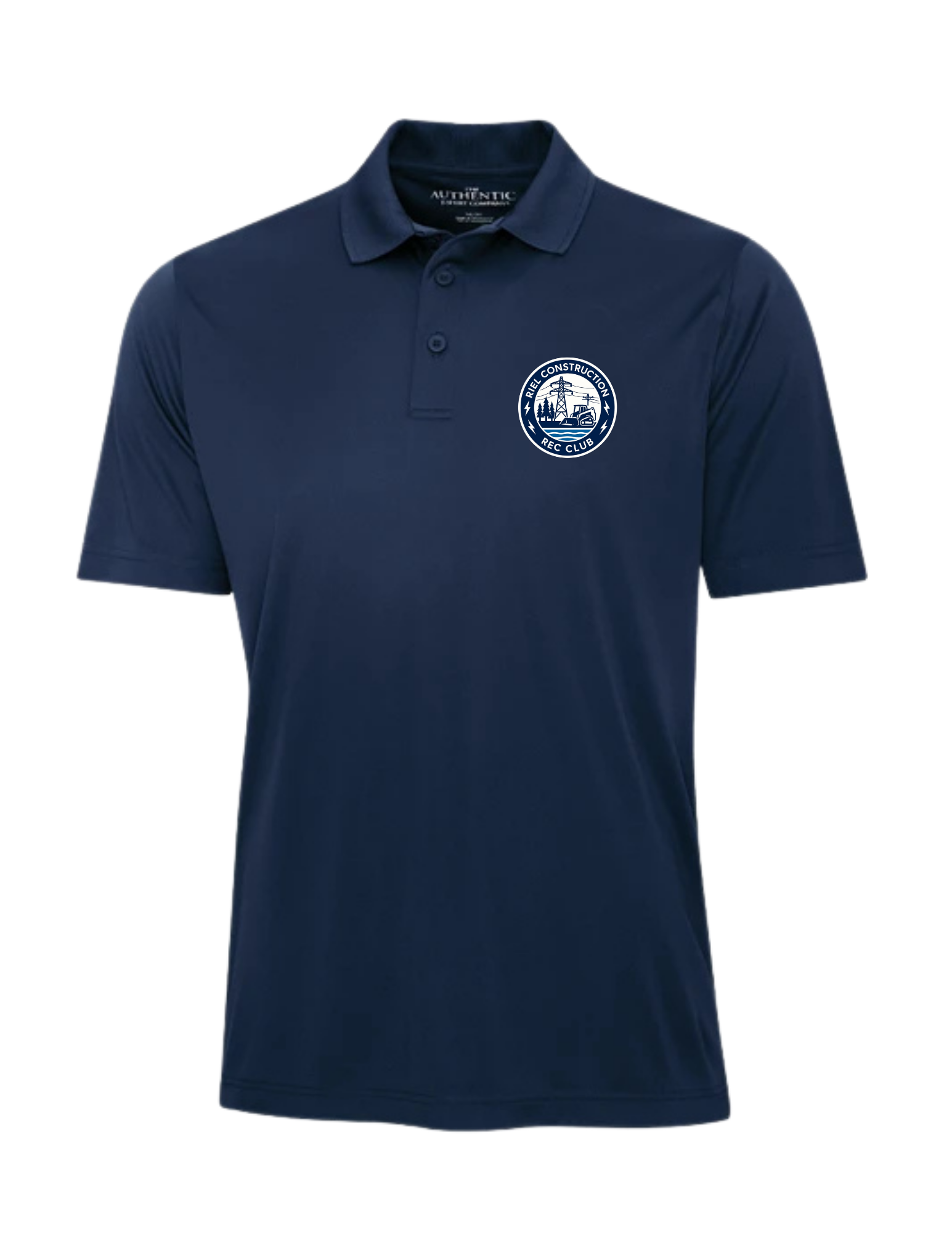 Riel Construction Rec Club ATC S4039 moisture‑wicking sport shirt with DTF printing Navy