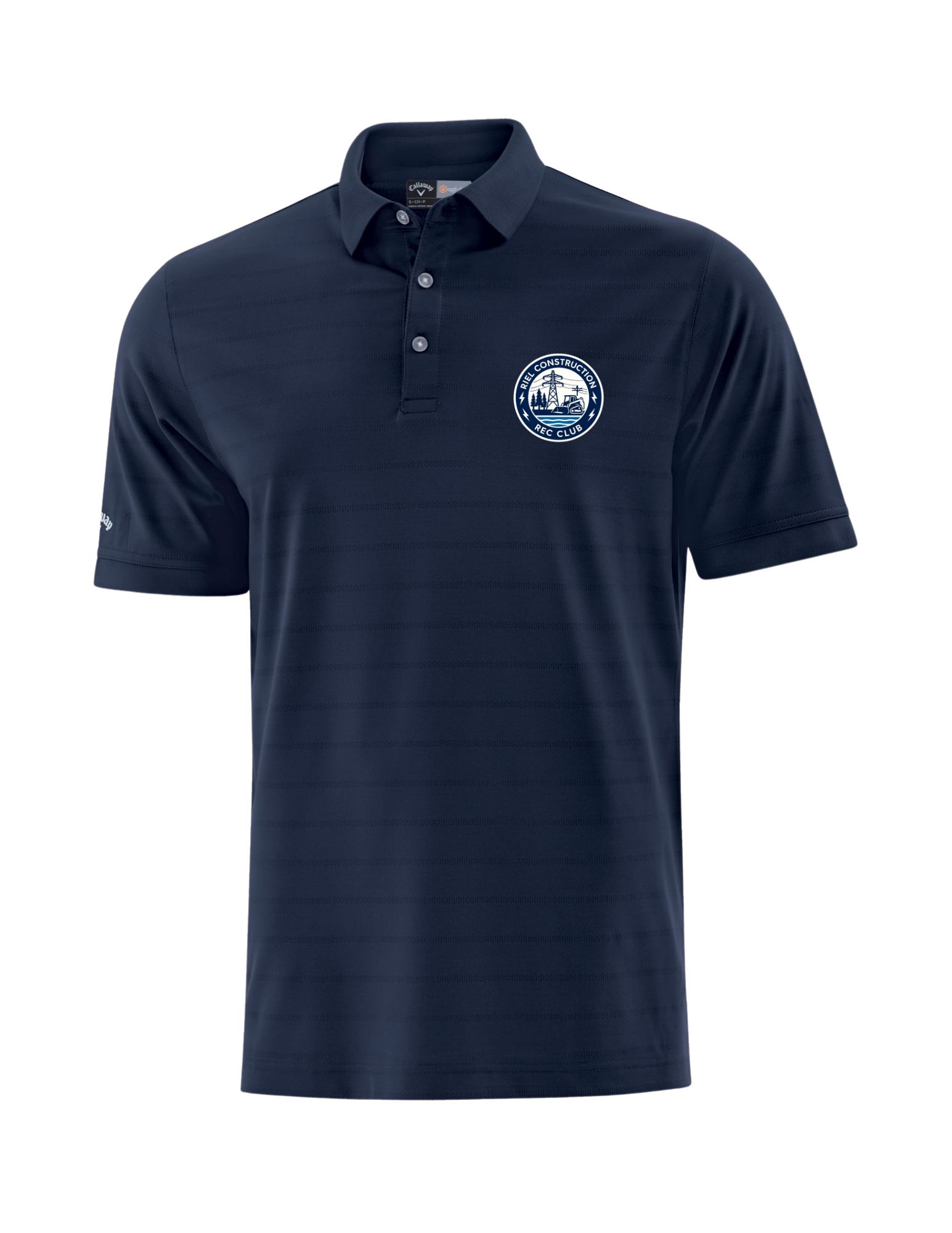 Riel Construction Rec Club Callaway Opti‑Vent Polo CGM451 with moisture‑wicking performance fabric Peacoat Navy