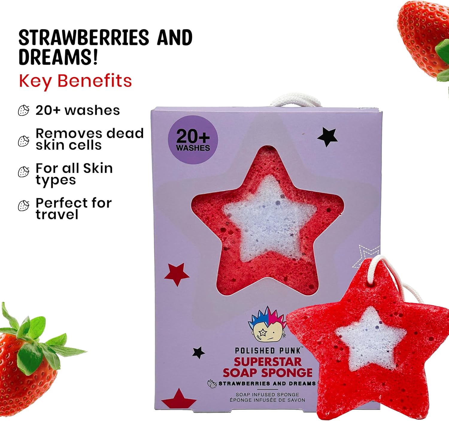 Superstar Soap Infused Sponge in Strawberries and Dreams - Image 3