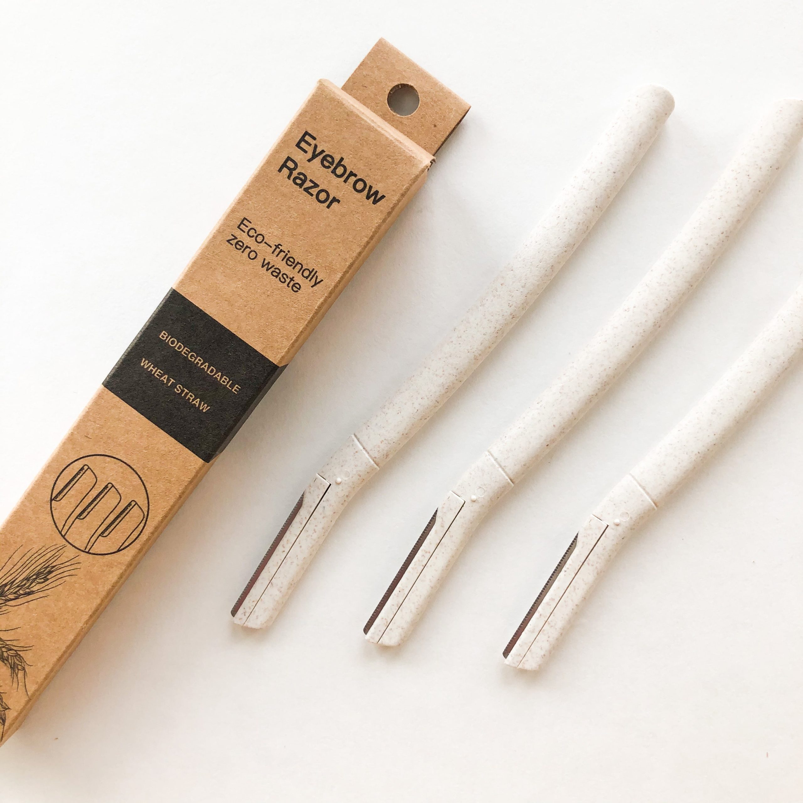 Smile Boutiques Wheat Straw Eyebrow Razor – Biodegradable Dermaplaning Tool (Set of 3)