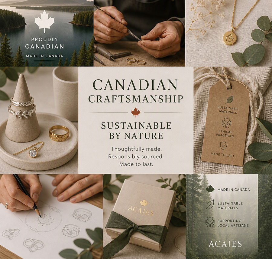 Canadian-made products and artisans’ tools displayed on a clean neutral background, symbolizing craftsmanship, sustainability, and community