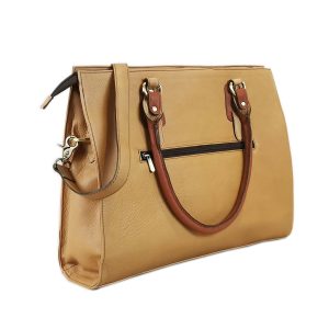 The Signature 17" Leather laptop Bag, Beige/Tan - Image 5