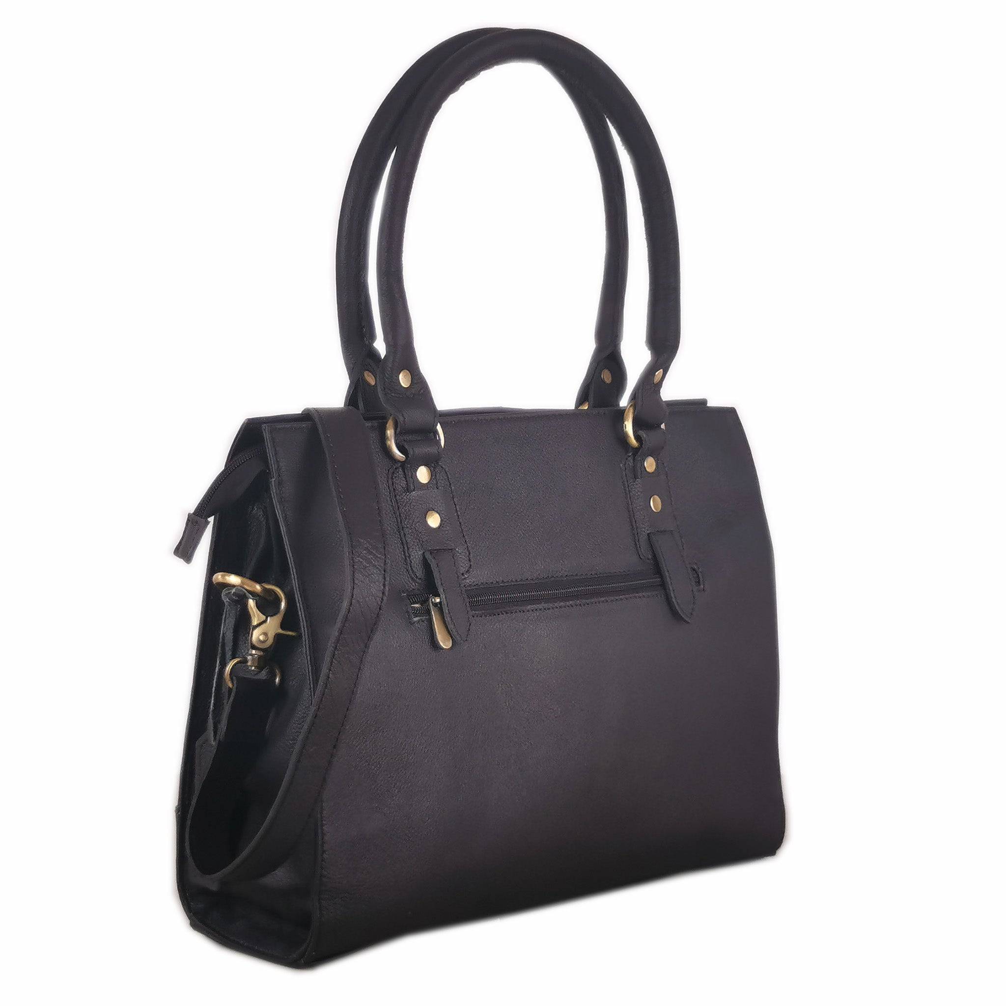 The Signature 15" Leather Laptop Bag, Black - Image 4