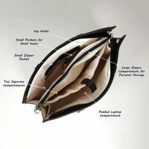 The Signature 15" Leather Laptop Bag, Black - Image 5