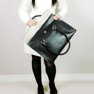 The Signature 17" Leather Laptop Bag, Black Flap - Image 5
