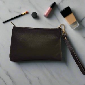 Leather Makeup Pouch, Black - Image 5