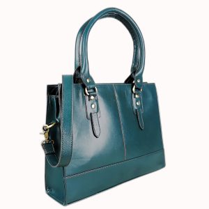 The Signature 15" Leather Laptop Bag, Bottle Green