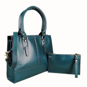 The Signature 15" Leather Laptop Bag, Bottle Green - Image 3