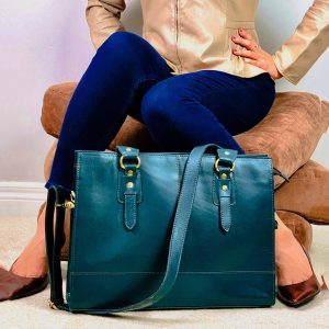 Alternative view of The Signature 17" Leather Laptop Bag, Bottle Green