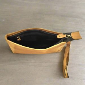 Leather Makeup Pouch, Beige - Image 3