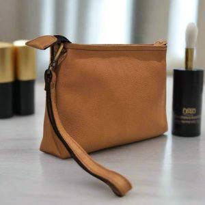 Alternative view of Leather Makeup Pouch, Beige