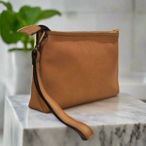 Alternative view of Leather Makeup Pouch, Tan