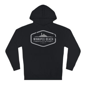 Winnipeg Beach “The Beacher” hoodie inspired by historic Rollercoaster and Water Tower - Black