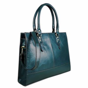 The Signature 17" Leather Laptop Bag, Bottle Green