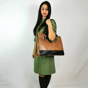 The Signature 17" Leather Laptop Bag, Copper - Image 3
