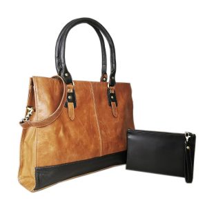 The Signature 17" Leather Laptop Bag, Copper - Image 5