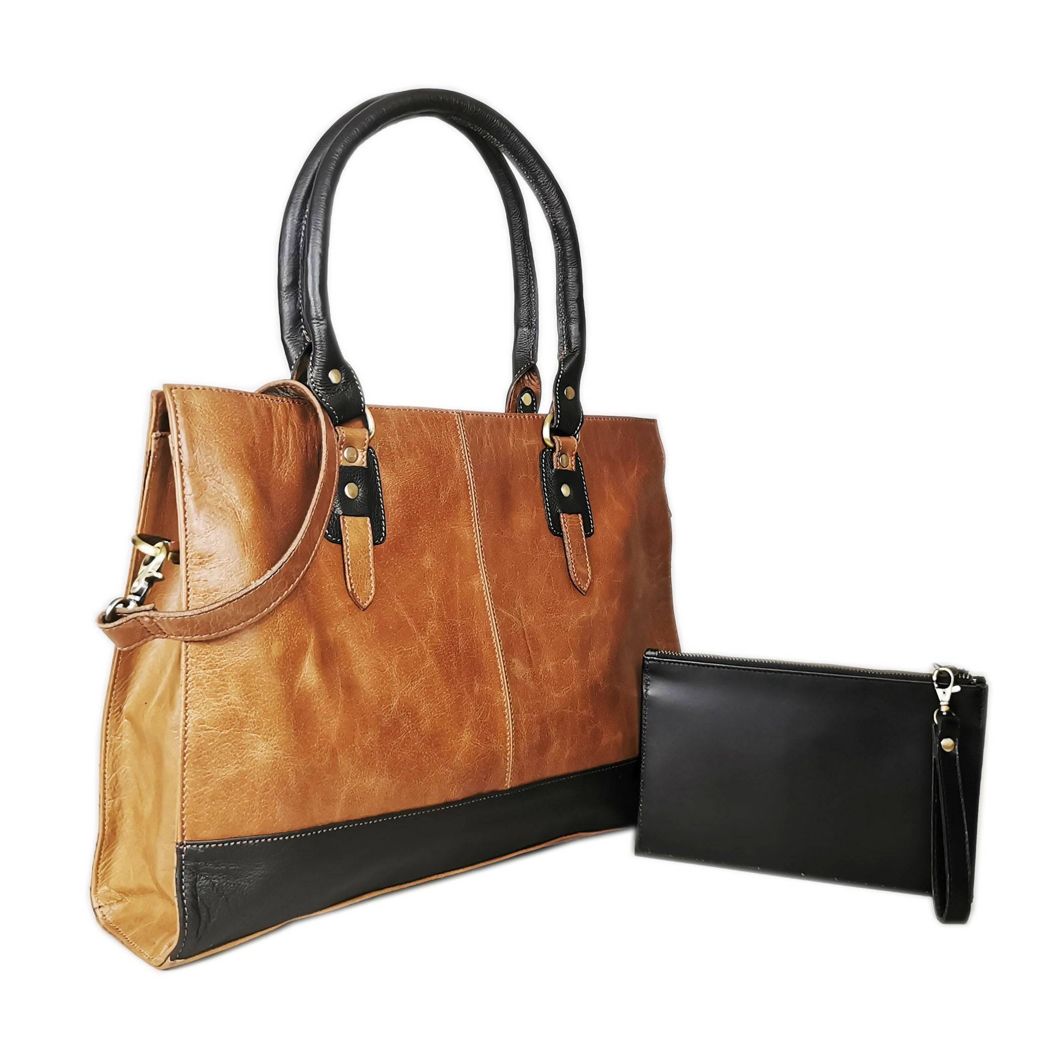 The Signature 17" Leather Laptop Bag, Copper - Image 5
