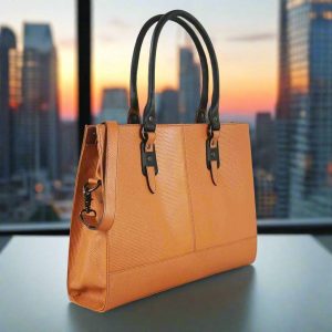 Alternative view of The Signature 17" Leather Laptop Bag, Glazed Tan