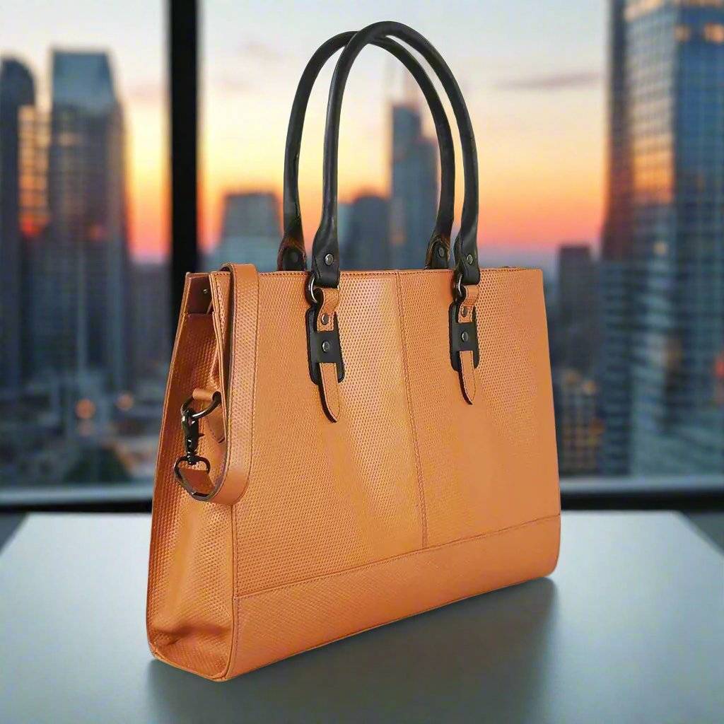 The Signature 17" Leather Laptop Bag, Glazed Tan - Image 2
