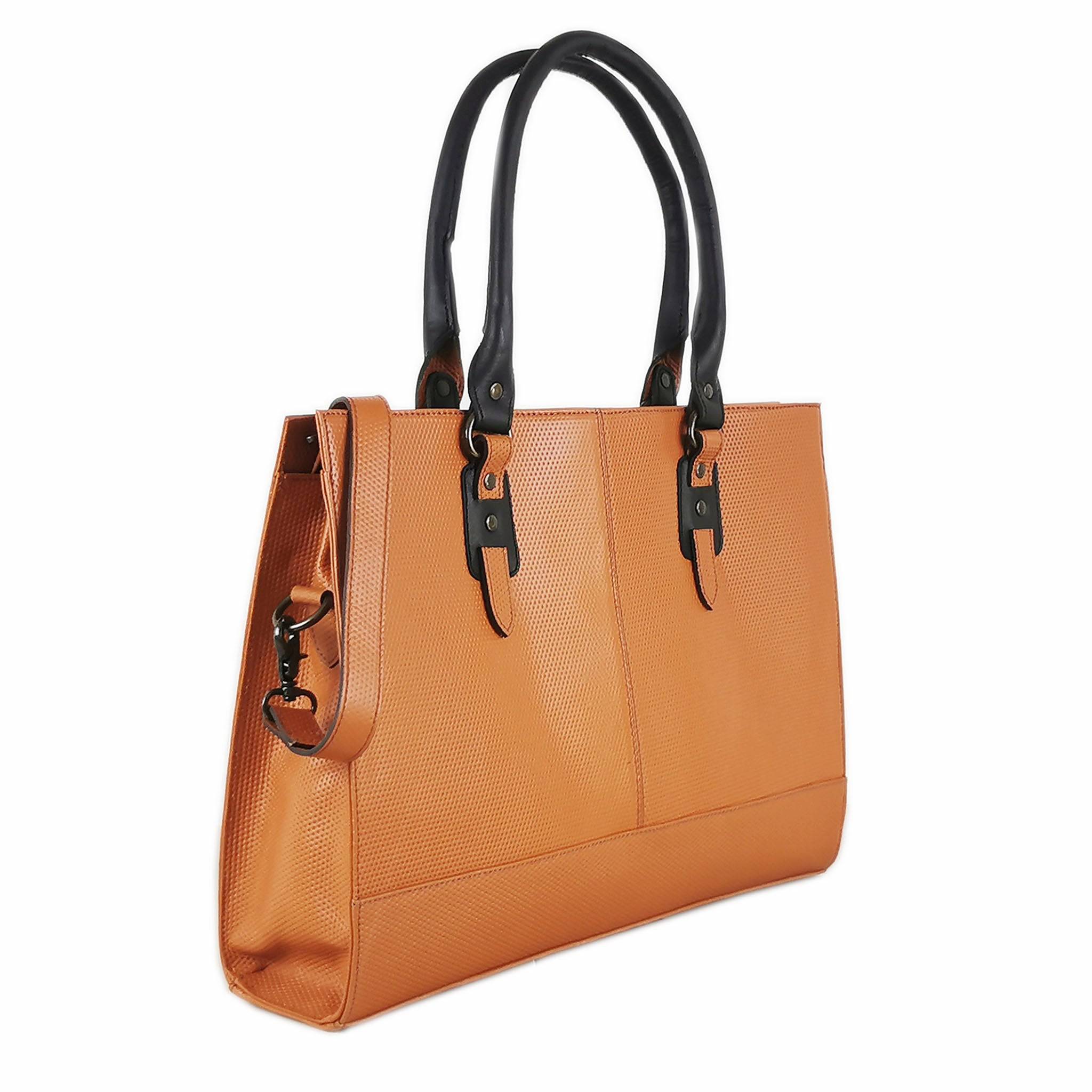 The Signature 17" Leather Laptop Bag, Glazed Tan