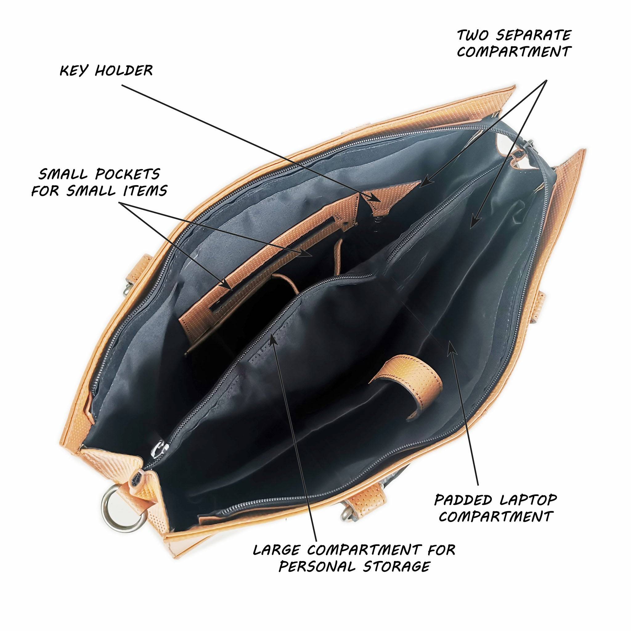 The Signature 17" Leather Laptop Bag, Glazed Tan - Image 4