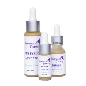 Essence of Eternity Eye Serum with hyaluronic acid, retinol, collagen, and botanical oils for reducing puffiness and fine lines