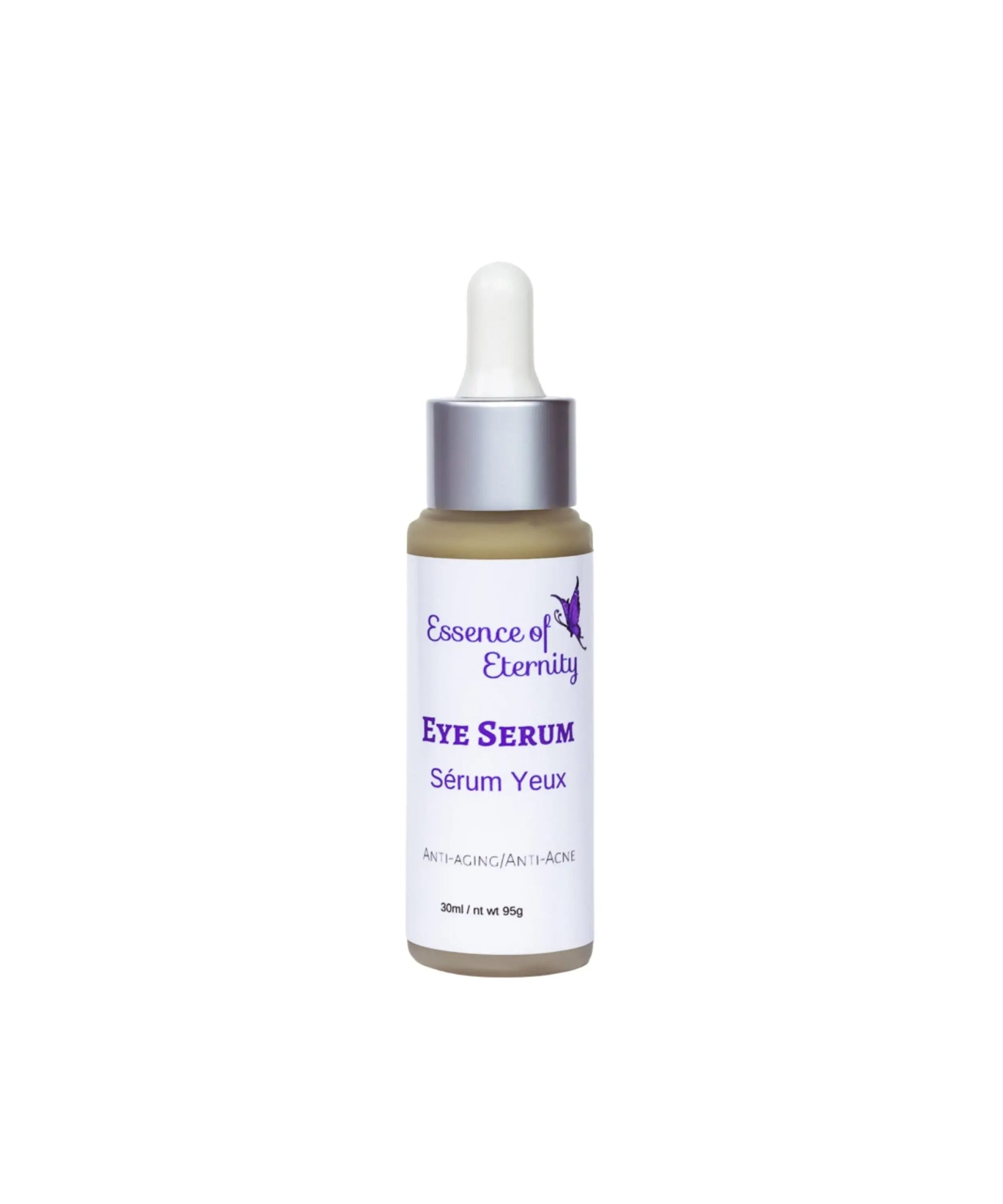 Essence of Eternity Eye Serum with hyaluronic acid, retinol, collagen, and botanical oils for reducing puffiness and fine lines