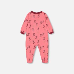 Alternative view of Organic Cotton One Piece Pajama Pink Christmas Stocking Print