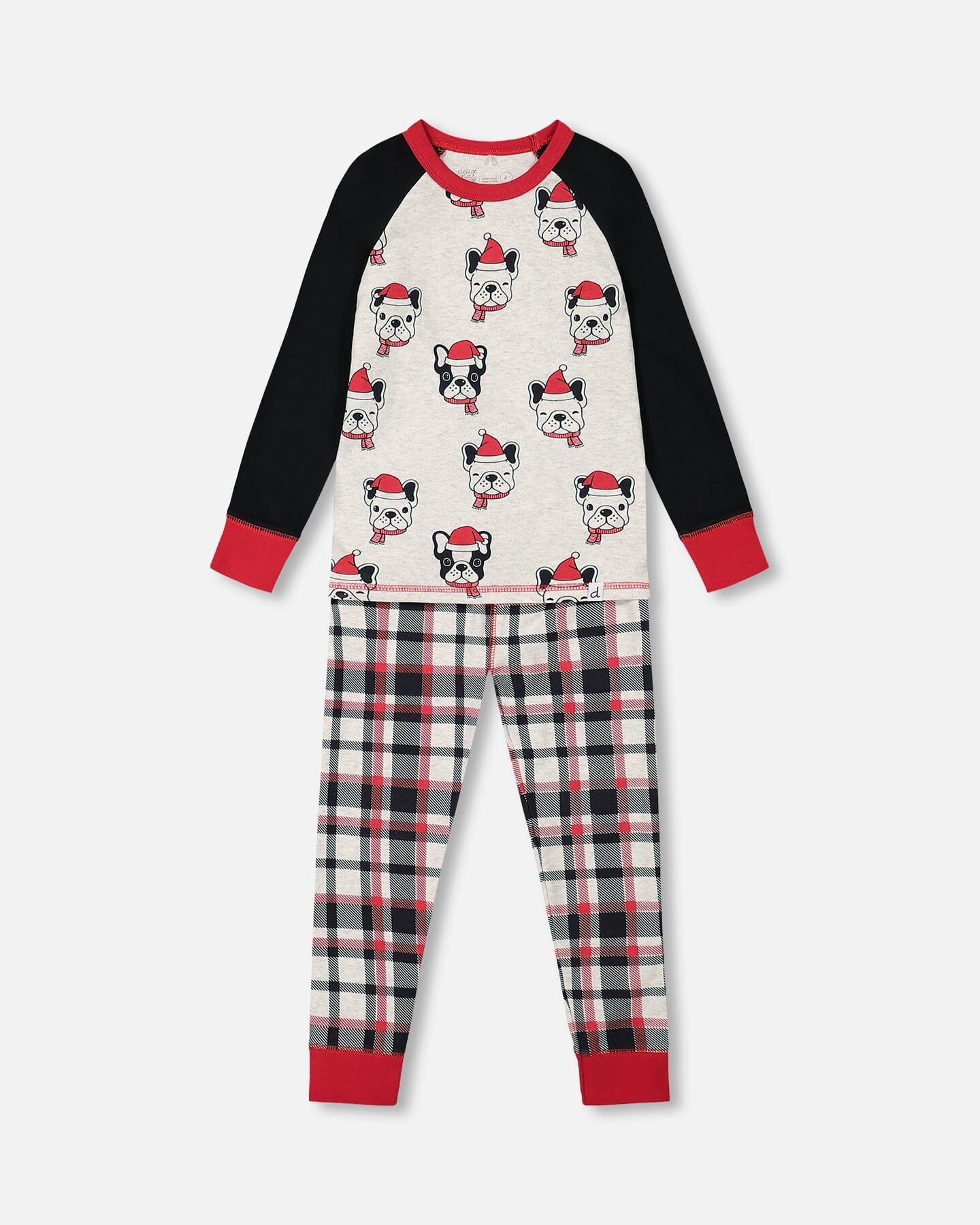 Organic Cotton Printed Dogs Two Piece Pajama Set Oatmeal Mix - Image 8
