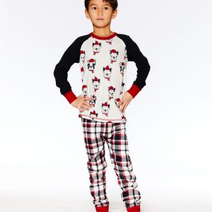 Organic Cotton Printed Dogs Two Piece Pajama Set Oatmeal Mix - Image 2