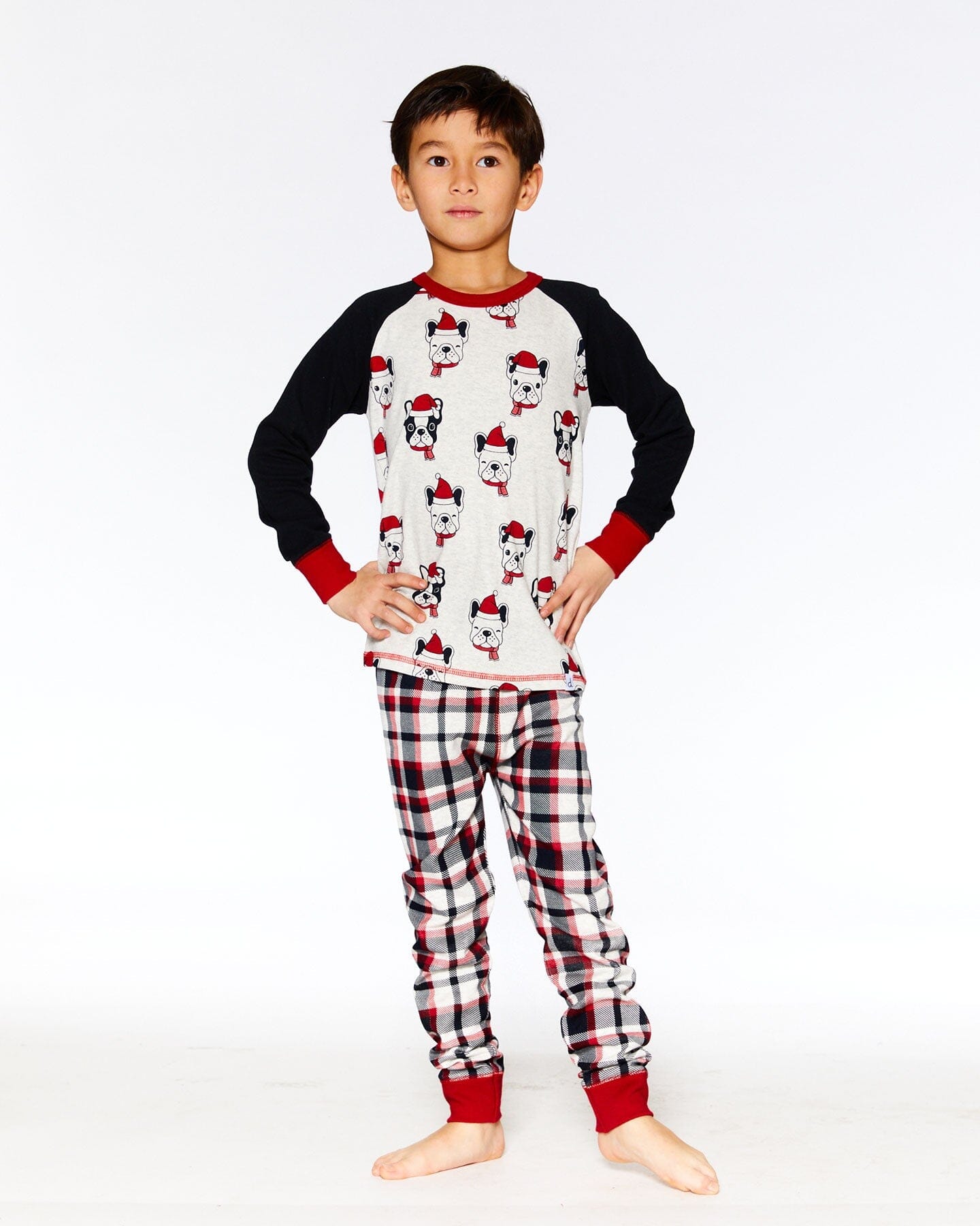 Organic Cotton Printed Dogs Two Piece Pajama Set Oatmeal Mix - Image 2