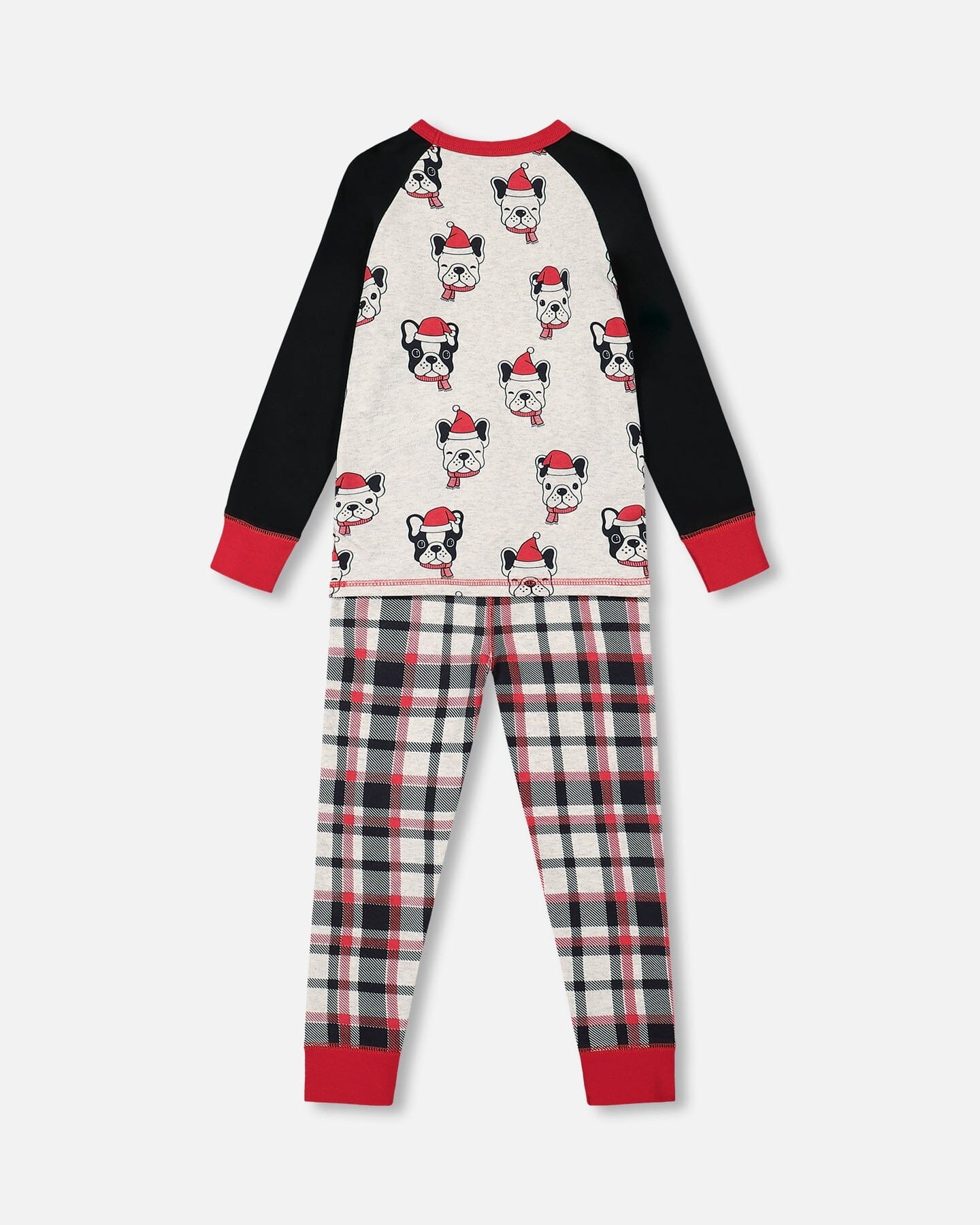 Organic Cotton Printed Dogs Two Piece Pajama Set Oatmeal Mix - Image 3