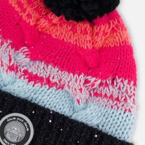 Knit Hat Gradient Blue, Coral And Fuschia - Image 5