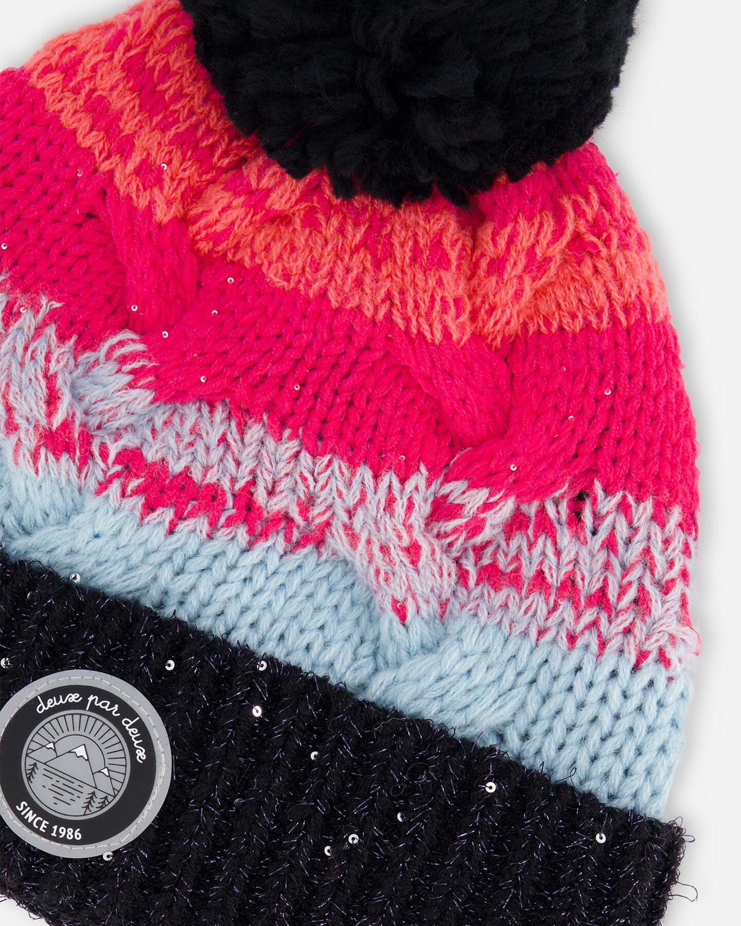 Knit Hat Gradient Blue, Coral And Fuschia - Image 5