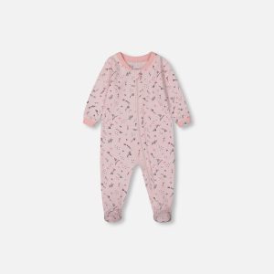 Printed Organic Cotton One-Piece Pajama Off-White And Multi Truck