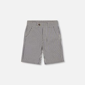Slant Pocket Bermuda Shorts Navy Blue Striped - Image 7