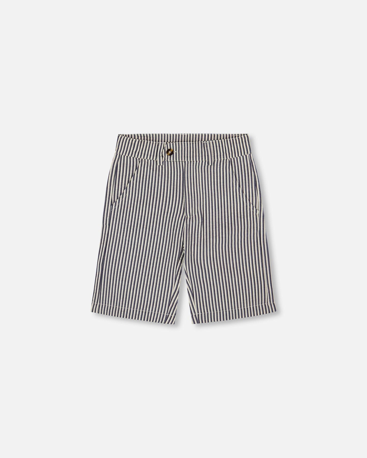 Slant Pocket Bermuda Shorts Navy Blue Striped - Image 12